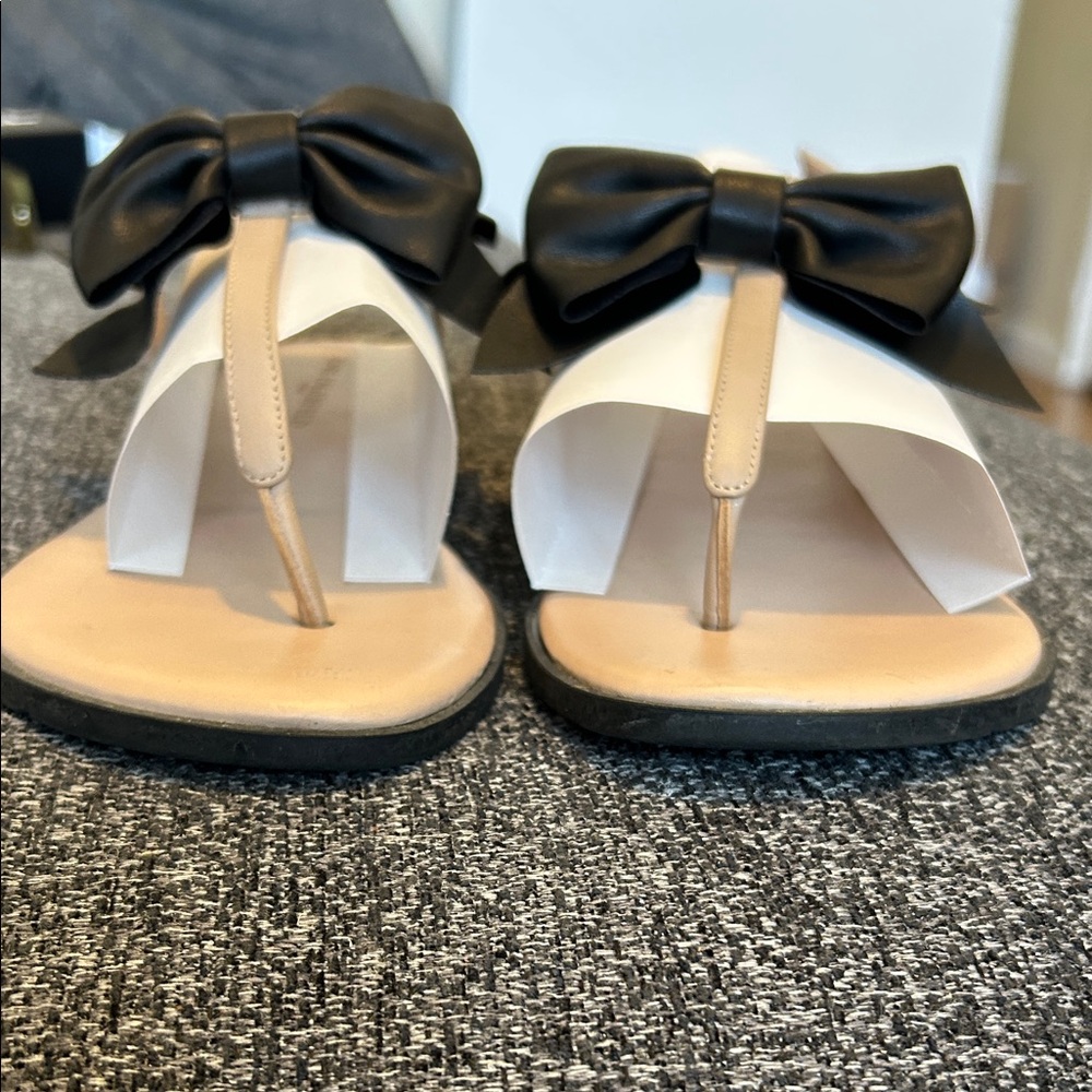 Karl Lagerfeld Leather Black Bow Women's Sandals - Picture 2 of 7